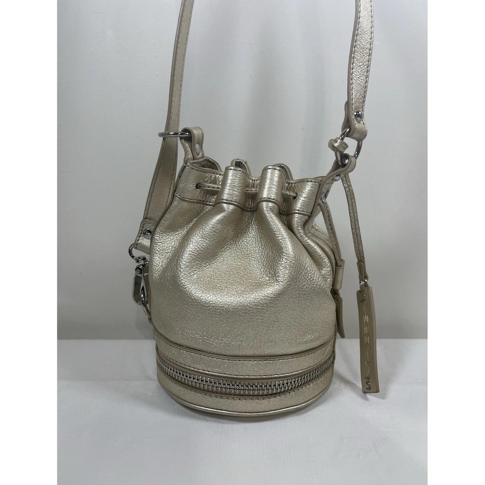 VIA SPIGA Stef Bucket Leather Gold Drawstring Sling Shoulder Crossbody Travel